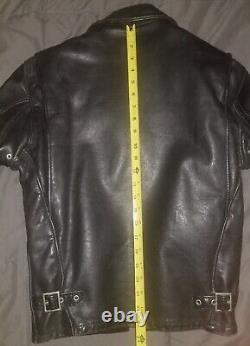 Schott 642 Single Rider Black Leather Motorcycle Jacket With Fur Lining