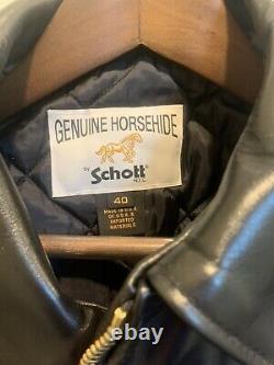 Schott 689H Black Horsehide Leather Jacket Size 40(fits like a 42 or 44)