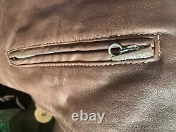 Schott Brown Leather Cafe Racer Motorcycle Jacket with Zip out Liner