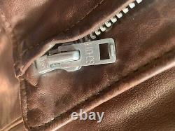 Schott Brown Leather Cafe Racer Motorcycle Jacket with Zip out Liner