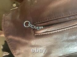 Schott Brown Leather Cafe Racer Motorcycle Jacket with Zip out Liner