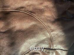 Schott Brown Leather Cafe Racer Motorcycle Jacket with Zip out Liner