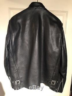 Schott Cafe Racer Leather Jacket Black Large Excellent Condition