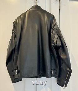 Schott Cafe Racer Men's Black Leather Motorcycle Jacket 46