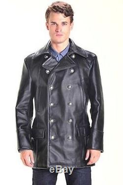 Schott Double Breasted Leather Military Motorcycle Jacket Style 650 Pea Coat L