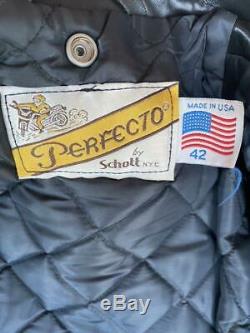 Schott Double Rider Jacket Outer Blouson Men's Size 42 Leather Biker Bike USED