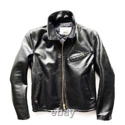 Schott Horsehide Motorcycle Racer Jacket Black Leather 40 Large