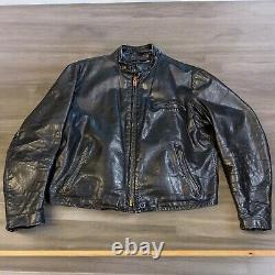 Schott Leather Jacket Size 48 Black USA Cafe Lined Racer Motorcycle Biker