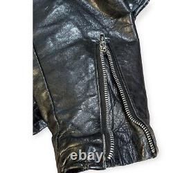 Schott Leather Jacket Size 48 Black USA Cafe Lined Racer Motorcycle Biker