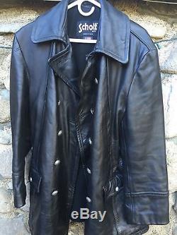 Schott Mens Black Leather Biker Jacket XL Amazing Condition