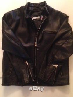 Schott Mens Leather Jacket 141 Classic Racer Black Size 42 Cowhide