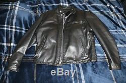Schott NYC 141R Classic Black Racer Motorcycle Leather Jacket Cowhide USA