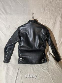 Schott NYC 141 Classic Café Racer Leather Motorcycle Jacket Size 34 Black