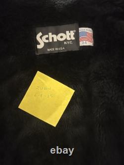 Schott NYC 141 Classic Café Racer Leather Motorcycle Jacket Size 34 Black