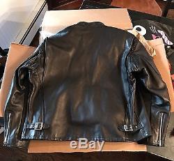 Schott NYC 141 Classic Racer Leather Motorcycle Jacket, Black Men's 46 ($745)