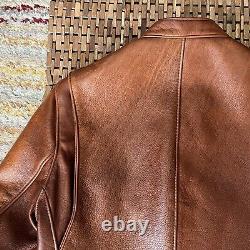 Schott NYC 530 Cafe Racer Leather Jacket Full Zip Men's Brown Men's Size Small S