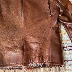 Schott NYC 530 Cafe Racer Leather Jacket Full Zip Men's Brown Men's Size Small S