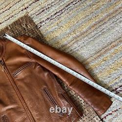 Schott NYC 530 Cafe Racer Leather Jacket Full Zip Men's Brown Men's Size Small S