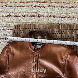 Schott NYC 530 Cafe Racer Leather Jacket Full Zip Men's Brown Men's Size Small S