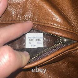 Schott NYC 530 Cafe Racer Leather Jacket Full Zip Men's Brown Men's Size Small S