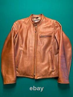 Schott NYC 530 Waxed Natural Pebbled Cowhide Cafe Leather Jacket