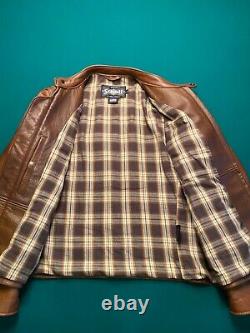 Schott NYC 530 Waxed Natural Pebbled Cowhide Cafe Leather Jacket