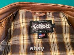 Schott NYC 530 Waxed Natural Pebbled Cowhide Cafe Leather Jacket