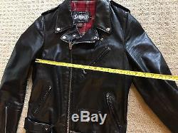 Schott NYC 626 Rare One Star Black Leather Motorcycle Jacket Size Small ...