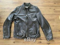 Schott NYC 654VN Vintaged Men's Cafe Racer Cowhide Black Leather Jacket Medium M