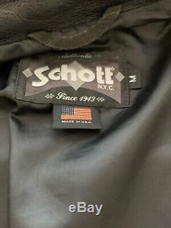 Schott NYC 654VN Vintaged Men's Cafe Racer Cowhide Black Leather Jacket Medium M