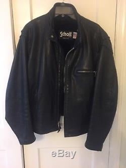 Schott NYC Black 141 Leather Cafe Racer 46 Mens USA Motorcycle Biker Jacket