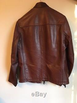 Schott NYC Casual Racer Leather Jacket, black cherry, model 654, size M