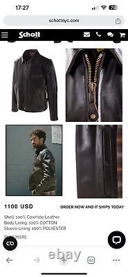 Schott NYC Classic Heavy Cowhide Racer Motorcycle Jacket