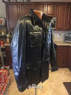 Schott NYC Genuine Buffalo Leather Motorcycle Jacket Black Vintage cafe Racer L