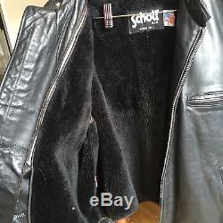 Schott NYC Leather Cafe Racer Motorcycle Jacket Model 641 Size 50, Made in USA
