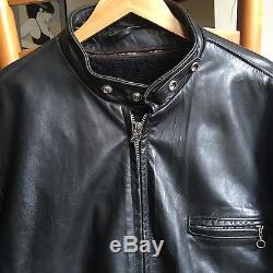 Schott NYC Leather Cafe Racer Motorcycle Jacket Model 641 Size 50, Made in USA