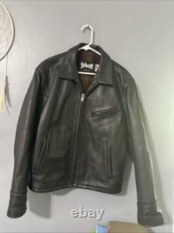 Schott NYC Leather Motorcycle Jacket Size 42 With Lining