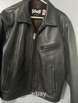 Schott NYC Leather Motorcycle Jacket Size 42 With Lining