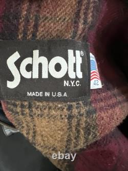 Schott NYC Leather Motorcycle Jacket Size 42 With Lining