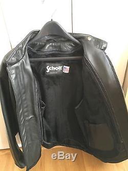 Schott NYC Men's Black Leather Motorcycle Jacket Cafe Racer 40