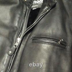 Schott NYC Motorcycle Jacket Made in USA Mens Size 48 Black With Zip Lining Insert