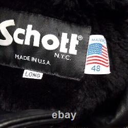 Schott NYC Motorcycle Jacket Made in USA Mens Size 48 Black With Zip Lining Insert