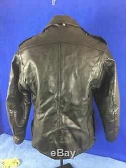 Schott NYC Perfecto Black Leather Jacket Police Model 602 Men's size 42