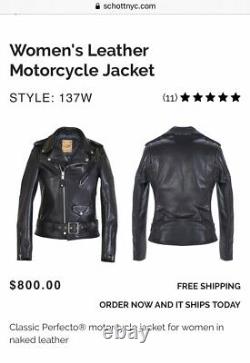 Schott NYC Perfecto Woman's 108W Leather Motorcycle Jacket 12 vintage
