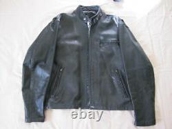 Schott Nyc 141 Cafe Racer Black Leather Motorcycle Jacket Size 44