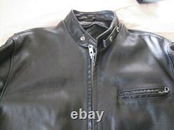 Schott Nyc 141 Cafe Racer Black Leather Motorcycle Jacket Size 44