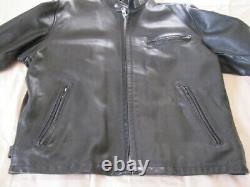 Schott Nyc 141 Cafe Racer Black Leather Motorcycle Jacket Size 44