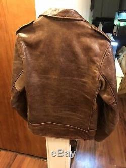 Schott Nyc Perfecto 626 Brown Leather Jacket Small Motorcycle