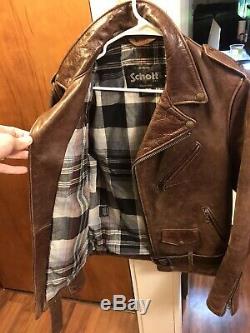 Schott Nyc Perfecto 626 Brown Leather Jacket Small Motorcycle