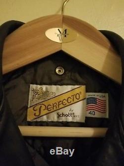 Schott Nyc USA Size 40 Perfecto 618 Leather Motocycle Biker Jacket Dark Brown